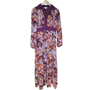 Hinge floral burgundy long prairie dress Sz Small